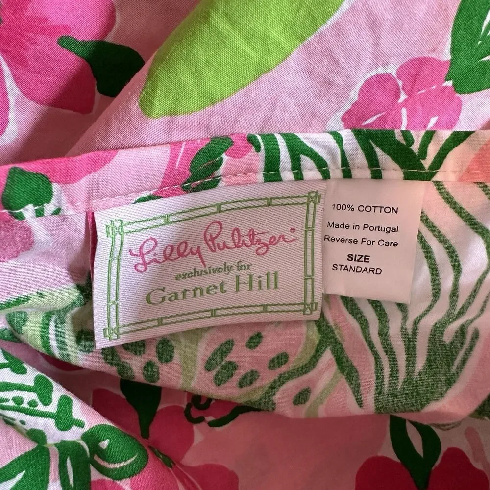 Lilly Pulitzer Garnet Hill Twin Floral Duvet 1 Standard Sham & 1 Lumbar Sham